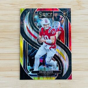 DRAKE MAYE 2024 Panini Select Premier Club Red Yellow Shock Prizm Rookie Card RC